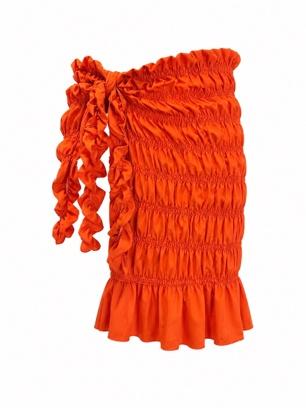 Ruffle Side Tie Skirt - Orange NWOT - Picture 2 of 5